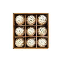 (M, White) Christmas Ball Ornaments Set 9Pcs Farmhouse Distressed Balls Hanging Decorations Shatterproof Baubles for Party