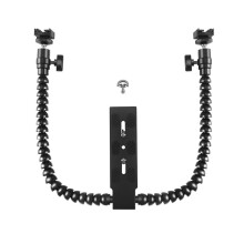 Nieuwe Flexibele Flitsschoen met Dubbele Arm Flitsbeugelhouder voor  voor   Macro Shot Camera-Accessoires