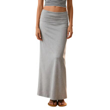 (S, Gray) Women Long Straight Skirt Simple Solid Foldover Low Rise Casual Bodycon Skirt for Daily Office Party