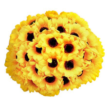 50 Stuks Kunstmatige Zonnebloemhoofden Zijden Zonbloemen Kunstmatige Zonnebloemen Arrangementen voor Verjaardagsfeestje Woondecoratie 7 Cm