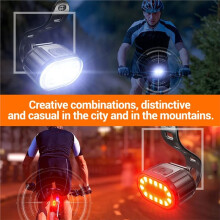Fiets voor- en Achterlichtset, Oplaadbare LED-Koplamp, Achterlicht, Draagbare Schijnwerper voor Racefietsen in Het Donker
