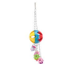 Parrot Bell Chewing Toy, 8x8cm Plastic Bird Cage Toy for Medium & Large Birds