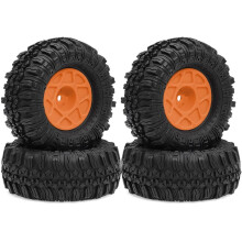 4pcs 57mm 1.0 Inch Beadlock Wheel Tire Set for TRX4M SCX24 AX24 FCX24 FCX24M 1/18 1/24 RC Crawler Car Orange
