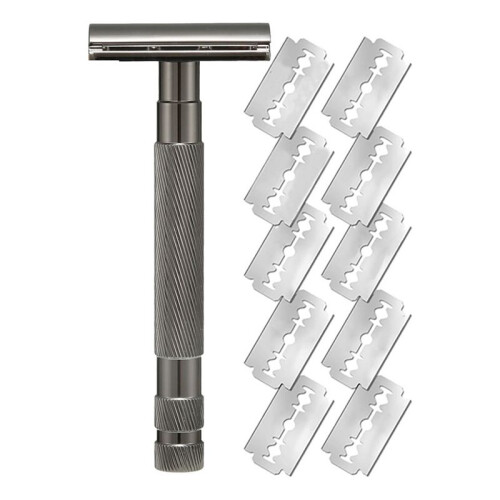 Durable Replaceable Reusable Safety Razors with Stainless Steel Double-Sided Blade,B