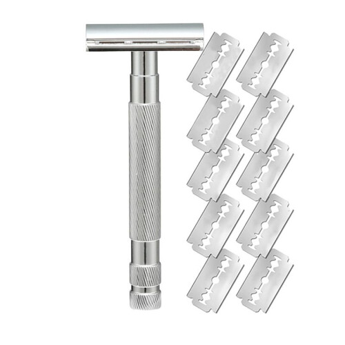 Durable Replaceable Reusable Safety Razors with Stainless Steel Double-Sided Blade,A