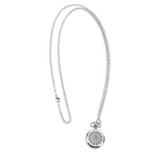 Orologio da Tasca Argento al Quarzo Ragnatela Traforato Numeri Arabi con Collana