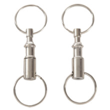 2pcs Heavy Duty Double Porte-cles Pull Apart Snap Lock Support d'anneau Tournant