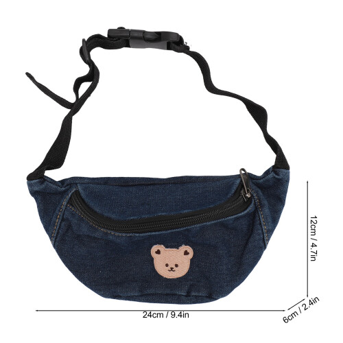 Dark Blue Bear Pattern Kids Waist Bag 24x6x12 cm 1