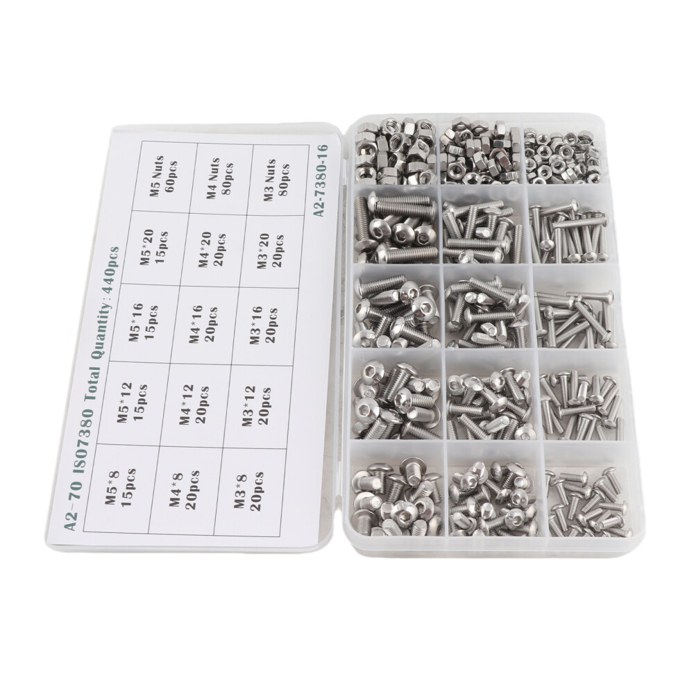 440pcs 304 Stainless Steel Screws and Nuts Kit