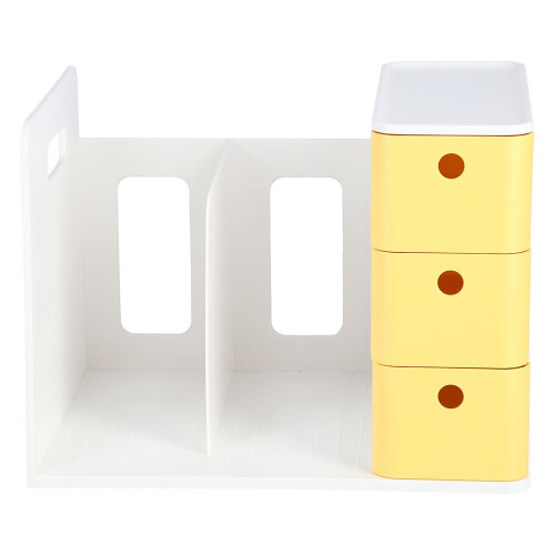 Stackable Storage Drawers, Adjustable Desktop Drawer Organizer with Bookshelf and Handle, Multifunctional Desk Storage Box, Space Saving Solution for