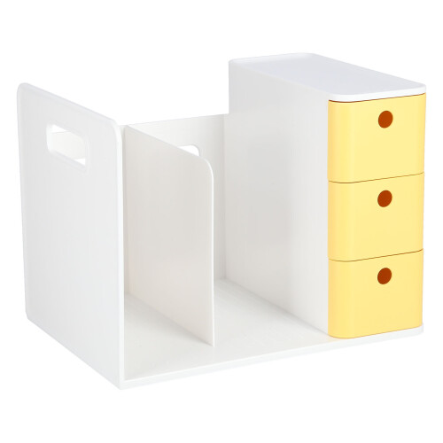 Stackable Storage Drawers, Adjustable Desktop Drawer Organizer with Bookshelf and Handle, Multifunctional Desk Storage Box, Space Saving Solution for 2