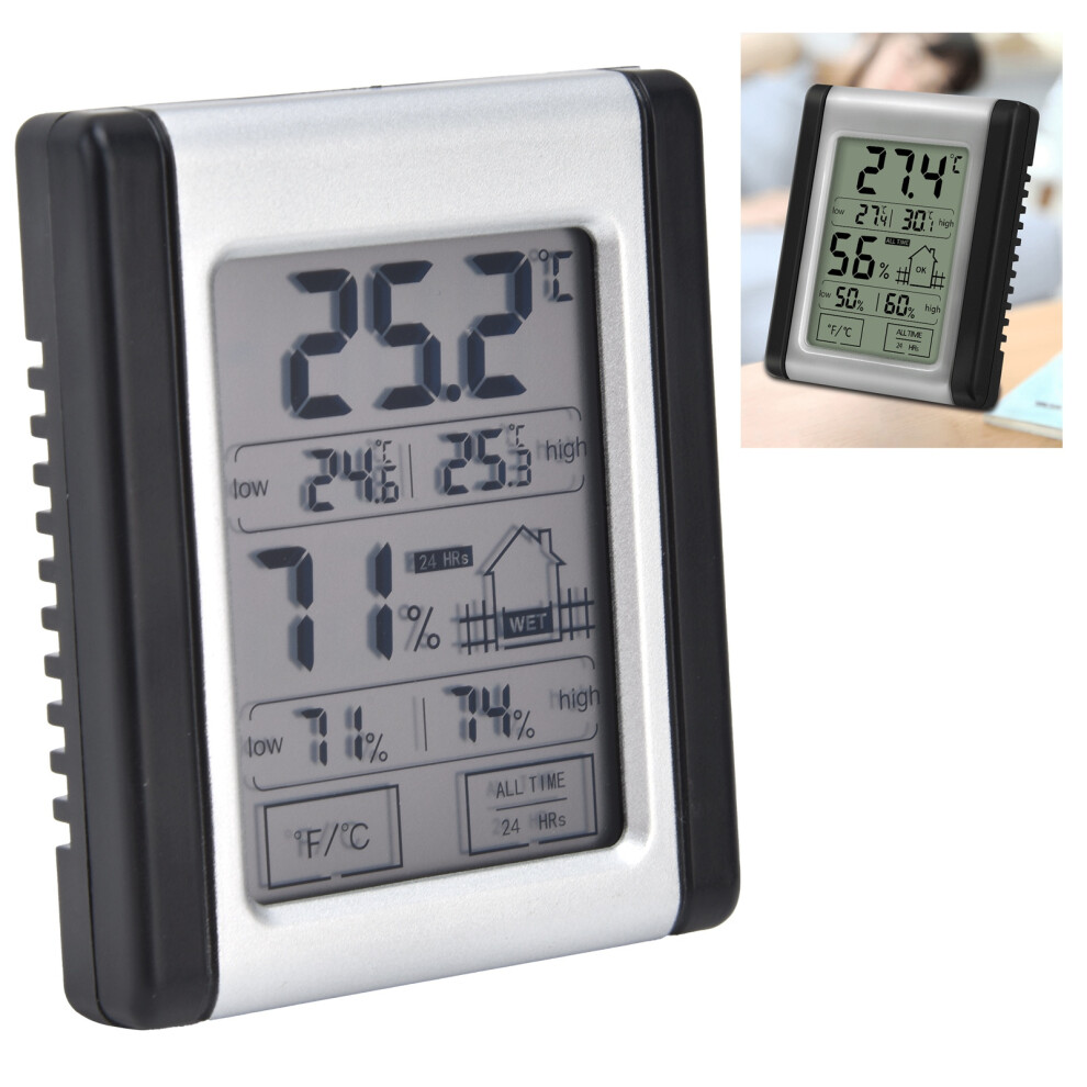 Touch Screen Digital Thermometer Hygrometer - ABS, -10-50C, 10-90%RH