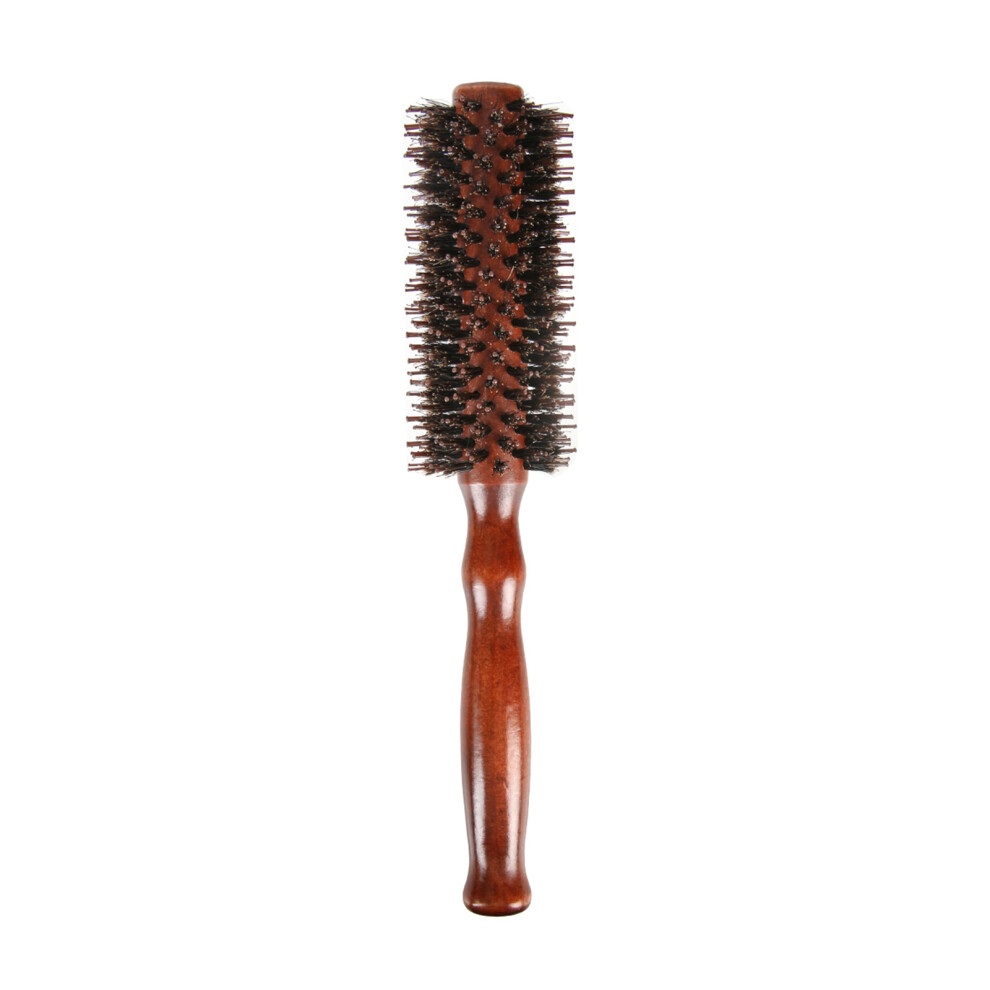 Round Hair Brush for Blow Drying & Styling, Wood Handle, Brown, #10-14