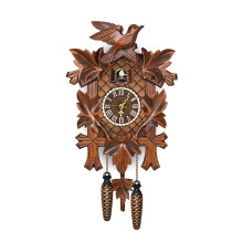Nordic Wooden Wall Clock with Cuckoo & Alarm, 25x10x46cm