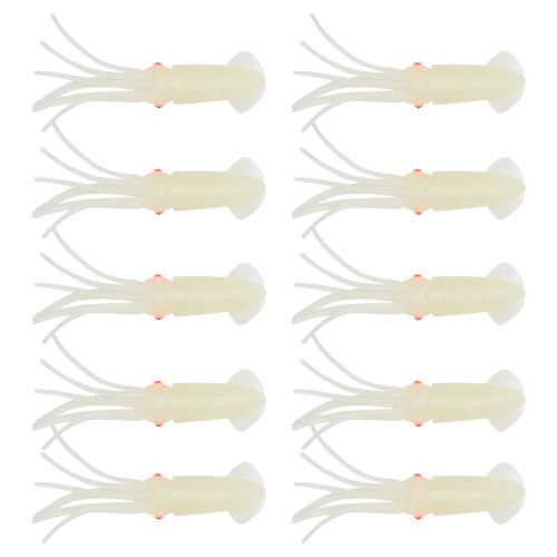 10 Stück leuchtende Silikon-Tintenfisch-Köder, 6 cm, langlebiges weiches Material
