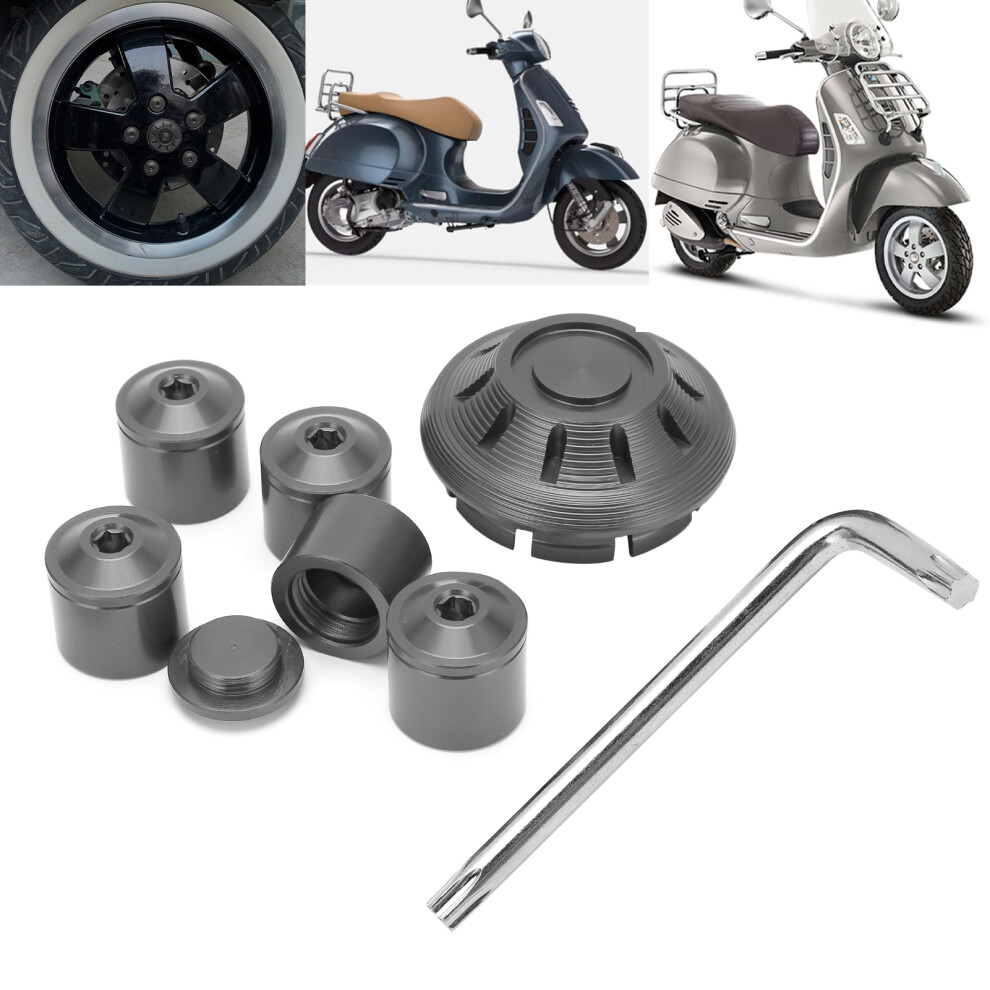 6Pcs Titanium Aluminum Motorcycle Wheel Hubcaps For Vespa Gts Gtv 250 300 9351387750387