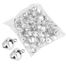 50 pezzi di piccole campanelle 14mm / 0.6in ferro argentato
