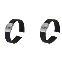 2X Uhrenarmbaender Sport Schwarz Silikon Rubber Uhr Gurt Band Bereitstellung Schnalle Wasserdicht 20mm