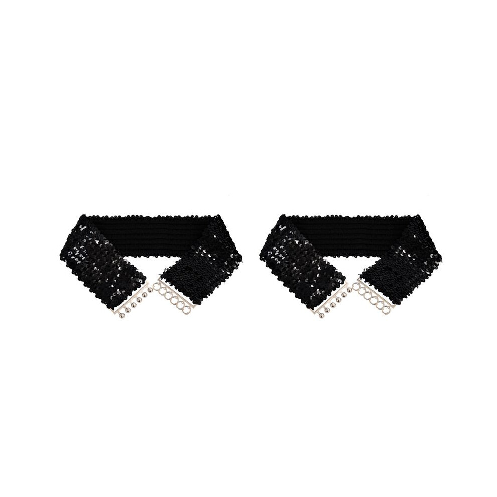 2X New Lady Fashion Sequins Elastic Stretch Shinning Waist Band Casual Belt Black 6033525558569