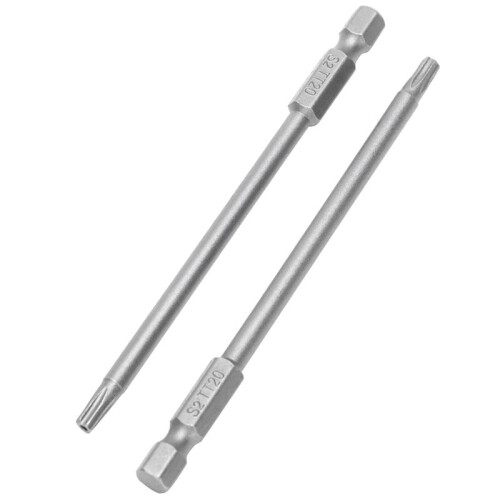20Pcs 100mm Length 1/4 Inch Hex Shank T20 Torx Security Screwdriver Bits, Silver Gray 1