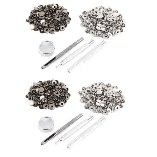 50Pcs Silver + 50 Pcs Bronze 10mm Snap Button Metal + Tool Set for Leather Handbags