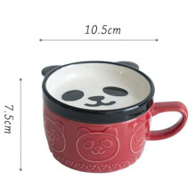 2X Japanese Cute Mug Ceramic Shiba Inu Panda Coffee Cup with Lid Home Couple Milk Breakfast Cup Water Cup(Red)
