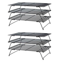 2X Scaffale di Raffreddamento Impilabile A 3 Strati Biscotto per Biscotti in Metallo Biscotti per Pane Pane Scaffale Supporto per Tappetino Netto