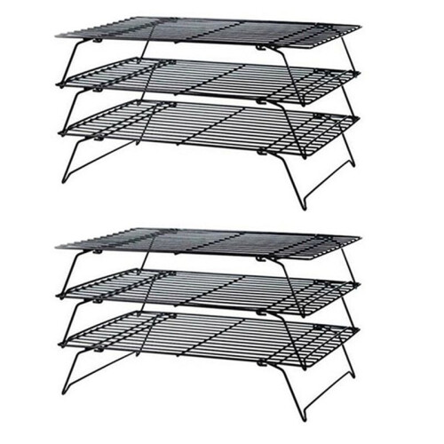 2X 3 Layers Stackable Cooling Rack Metal Cake Cookie Biscuits Bread Cooling Rack Net Mat Holder Dry Cooler for Cooking