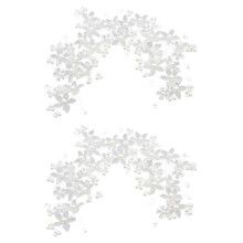 2X Handmade Bridesmaid Wedding Dress White Beads Hair Flower Headpieces Pearl Hair Pieces Crystal