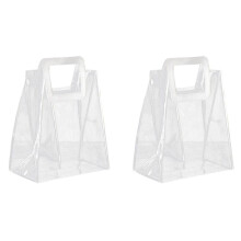 2X Bolsa de Mano Transparente Bolsa de Jalea de Plástico de Mano de PVC Con Regalo de Mano Bolsa de Mano de Embalaje de Ramo (Pequeña)