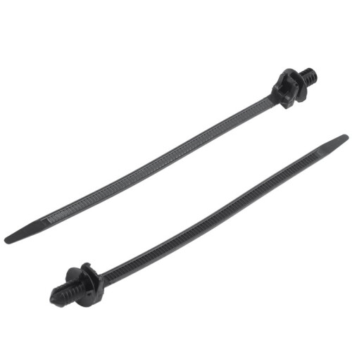 Nylon Push Mount Car Dome Cable Zip Tie, 162mm Length, 40 Pcs, Black 1