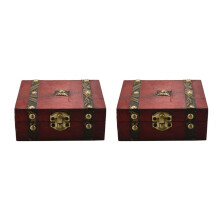 2X Contenitore per nel Legno Vintage con Contenitore per Serratura,Contenitore per Organizzatore, Pieghevole,Piccolo, Piccolo Contenitore per