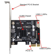 2X VL805 Motherboard Adapter 5Gbps Type E USB 3.1 Front Panel Female & USB 2.0 to PCI-E 1X Express Card
