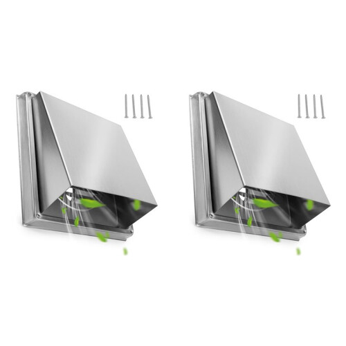 2X Tampa de Ventilação de Secadora de 4 Polegadas para Paredes Externas, Ventilação de Parede Externa de Aço Inoxidável com Aba Antirretorno