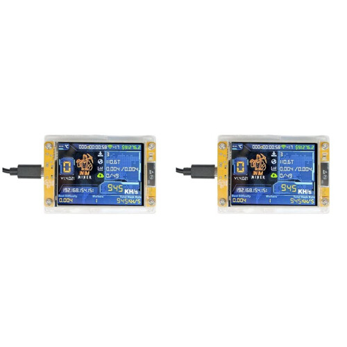 2X NMiner NerdMiner+Case 950KH/S Harshrate Bitcoin Solo Lottery Miner com Tela de 2,8 Polegadas Crypto Miner Atualizado NerdMiner