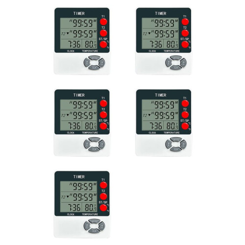 5X Kitchen Timer Digital Timer with Alarm Clock/Thermometer Function for Cooking Egg Timer Classroom Timer for Teacher