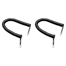 2pcs 5.7Ft Black Telephone Extension Coil Cable Telephone Cable Cord
