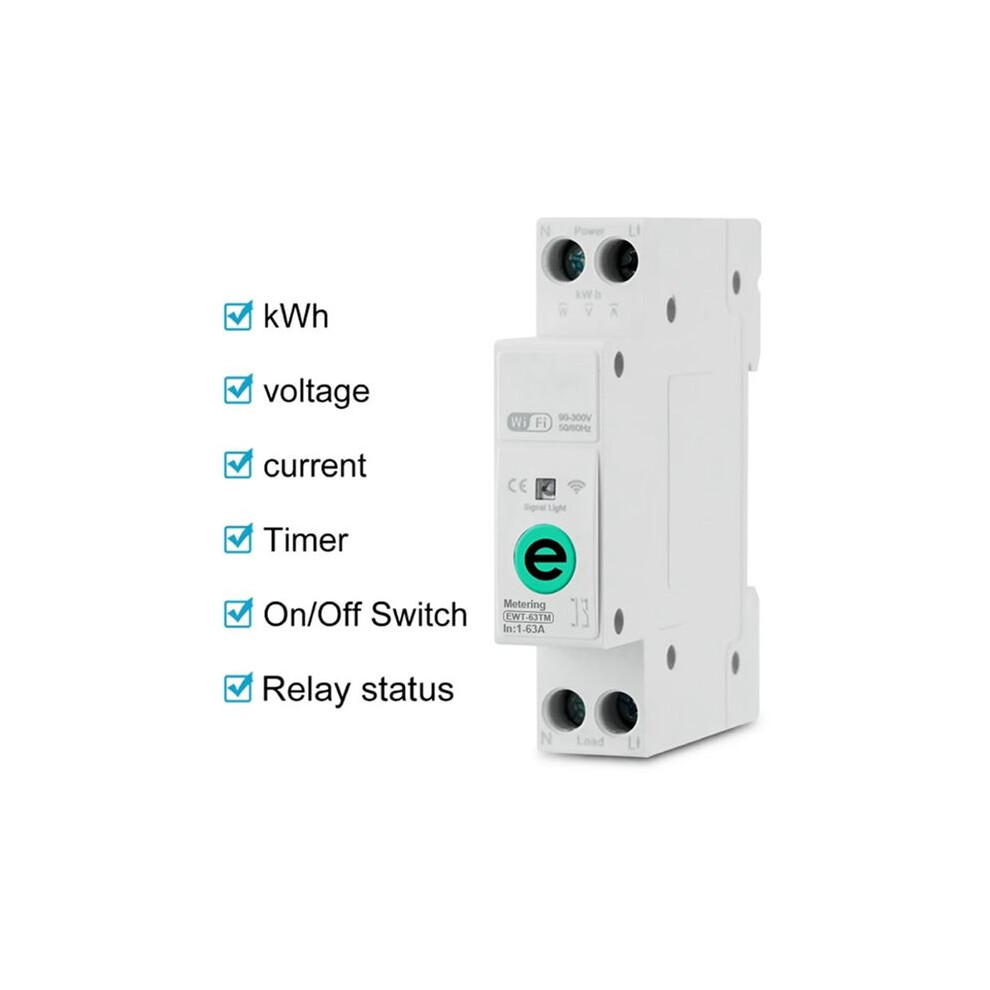 2X Ewelink 1P+N 63A 110V 220V Wifi Meter Kwh Metering Circuit Breaker Timer Relay 6033854415434