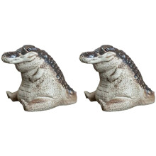 2X Alligator-Statue-Ornament, Teehaustier-Alligator-Baby-Statue, Gartentiere, Figur, Kunstharz-Dekor