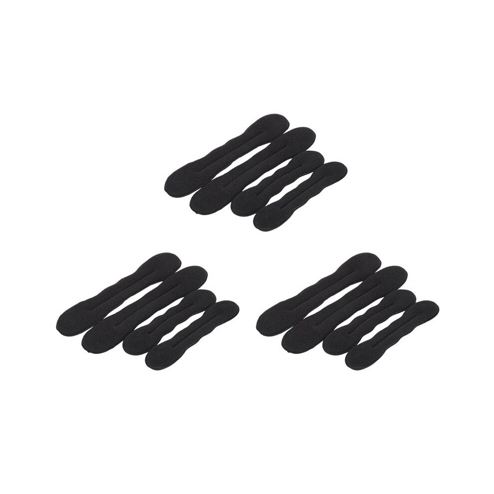 Magic Bun Maker (6 Small, 6 Large) Foam Sponge Bun Shaper Hair Accessories (Black)