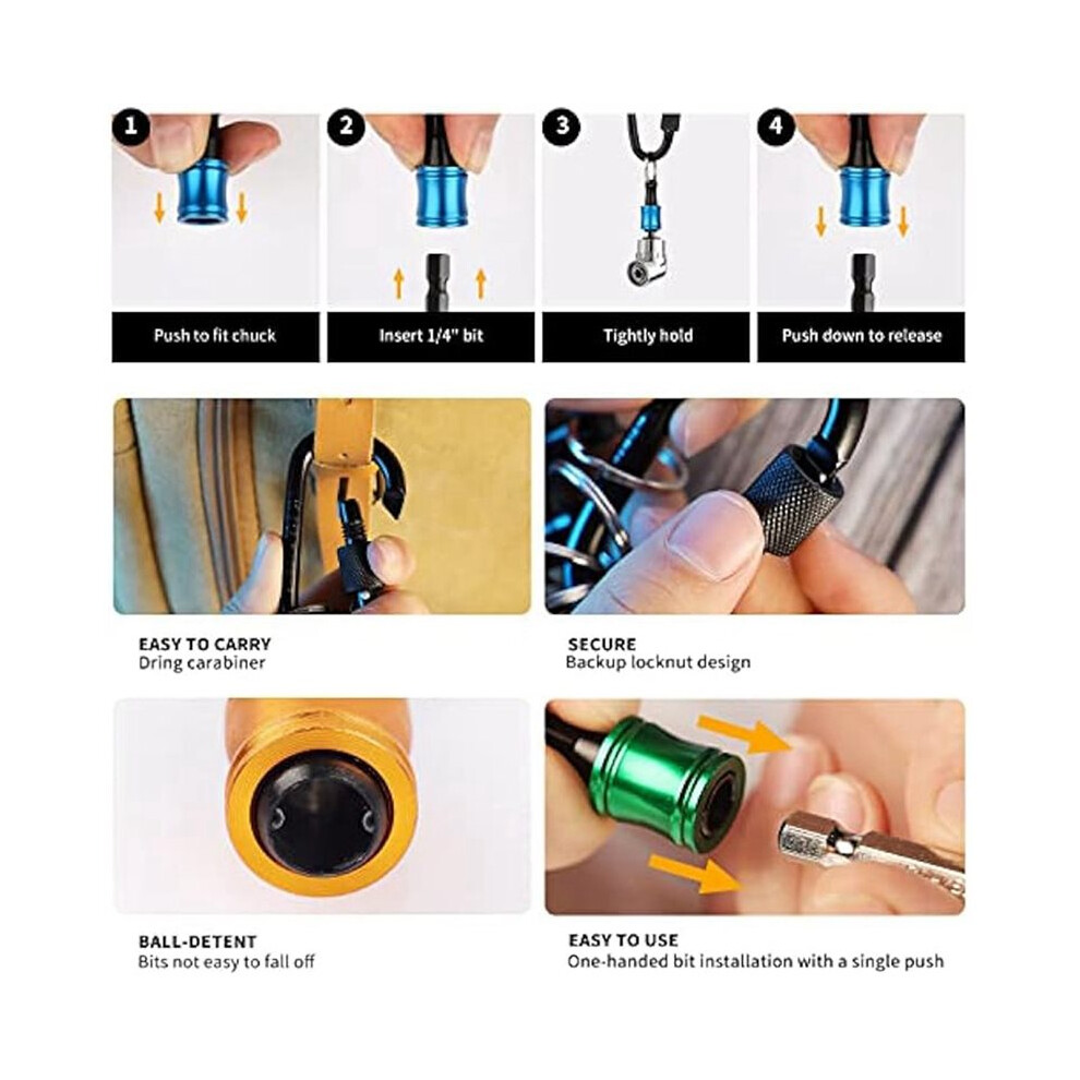 1/4 Hex-Shank Bit Holder Keychain Gadgets,9Pc 1/4In 3/8In 1/2In Drill Socket Adapter+105 Right Angle Drill Attachment 6031119196555