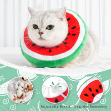 2X Adjustable Cat Cone Collar Soft, Cute Cats Recovery Collar, Cats Cones After Surgery for Kittens Watermelon Small