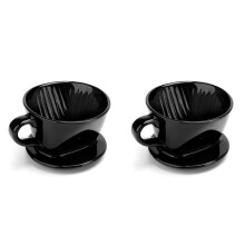 2X Coffee Filter Cup, Single Cup Black Ceramic Coffee Dripper, Reusable Filter Drip Holder S