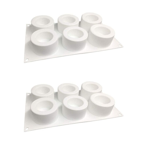 2X 6 Compartments Silicone Pudding Cup Cake Mold French Dessert Mousse Cake DIY Baking Mold