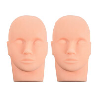 2X Etalagepop Platte Kop Siliconen Oefening Valse Wimper Extensions Make- Model Massage Training