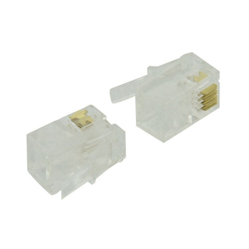 RJ9 4P4C Plug Phone Jack Connector 150 Pieces, Transparent 1