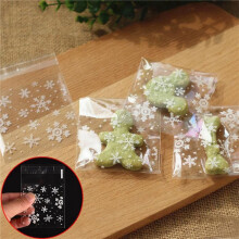 200 Pcs Sachets Pouches White Snowflake Packaging Bag for Cookies Biscuits Christmas Candies