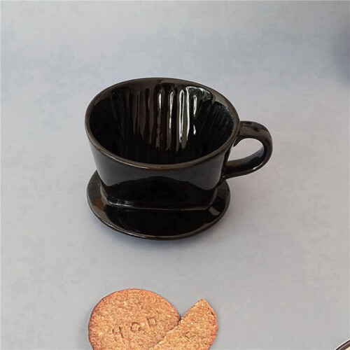 2X Coffee Filter Cup, Single Cup Black Ceramic Coffee Dripper, Reusable Filter Drip Holder S 1