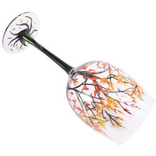 2Pcs HOT-Autumn Tree Copo de Vinho - Cores de Outono - Folhas de Vermelho, Amarelo, Laranja - Pintado À MãO - Folha de Outono