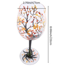 2Pcs HOT-Autumn Tree Wine Glass - Fall Colors - Leaves of Red, Yellow, Orange - Hand Painted - Fall Leaf